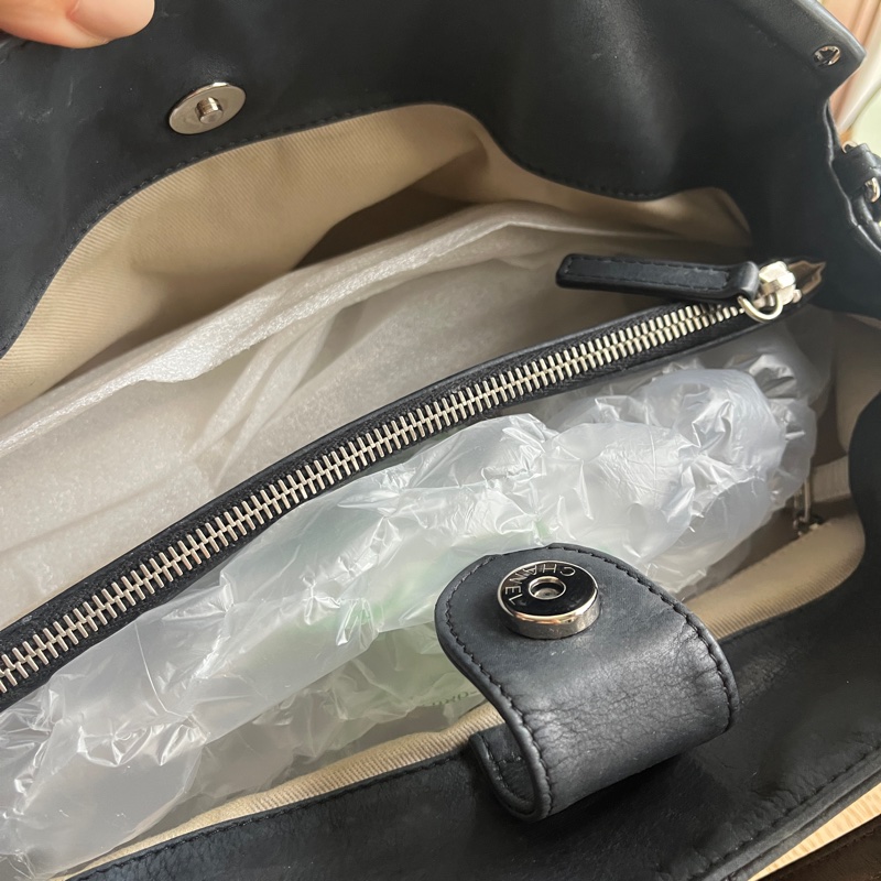 Chanel Vintage Wild Stitch Sea Hit Tote 黑色菱格皮革雙用包-15