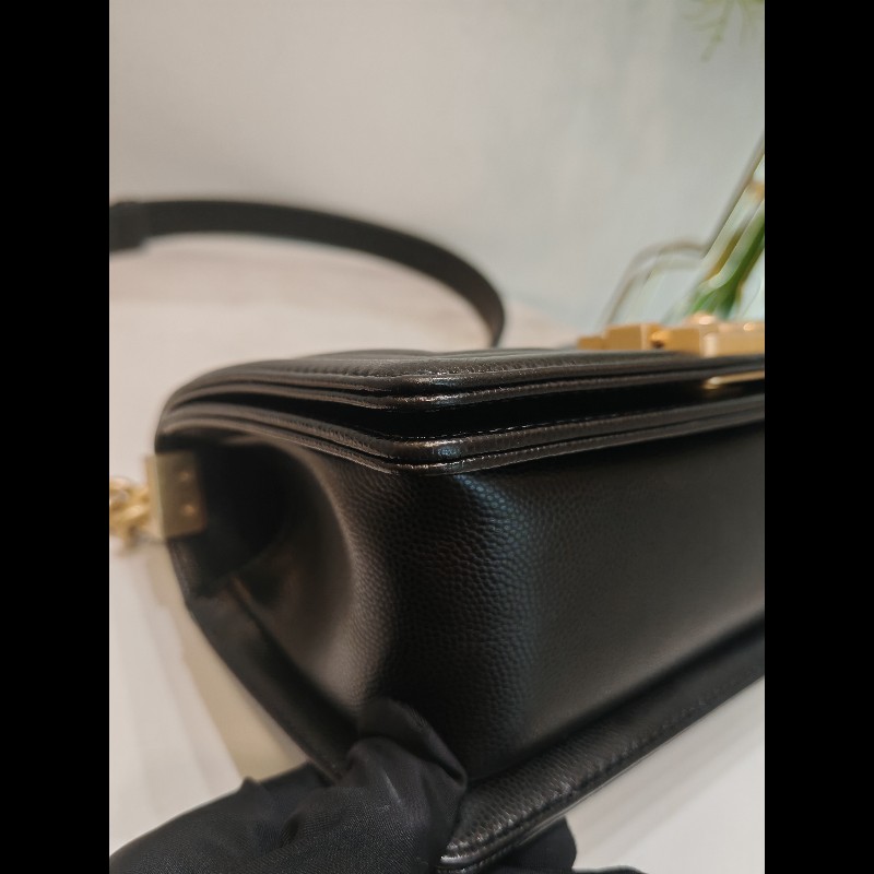 Chanel small Leboy 荔枝牛皮黑金-16