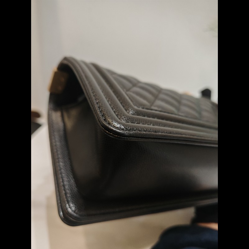 Chanel small Leboy 荔枝牛皮黑金-18