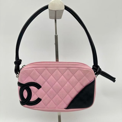 「JL精品代購」 香奈兒粉黑色康鵬mini枕頭腋下包