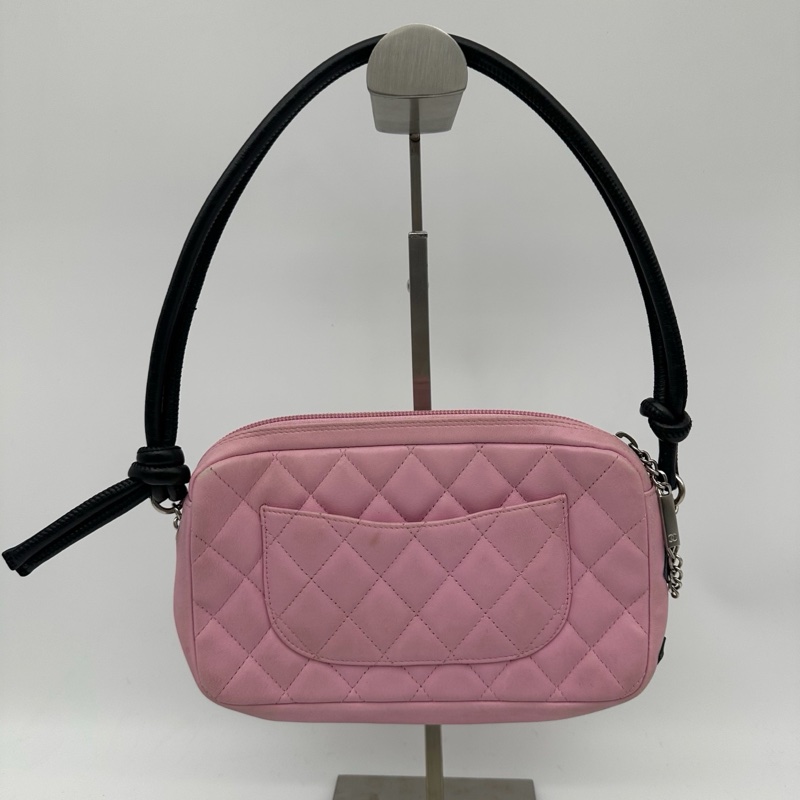 「JL精品代購」 香奈兒粉黑色康鵬mini枕頭腋下包-3