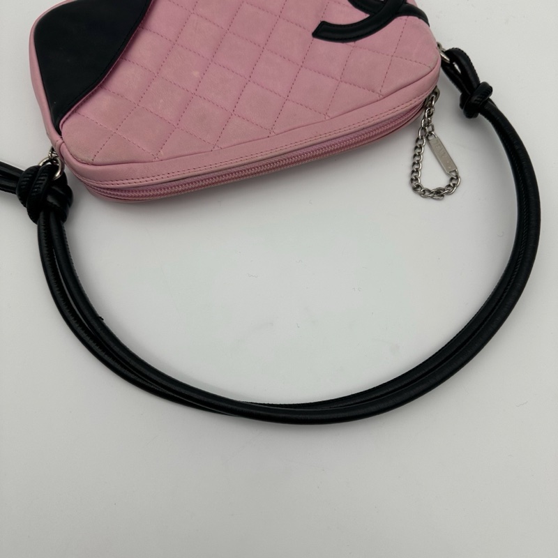 「JL精品代購」 香奈兒粉黑色康鵬mini枕頭腋下包-6