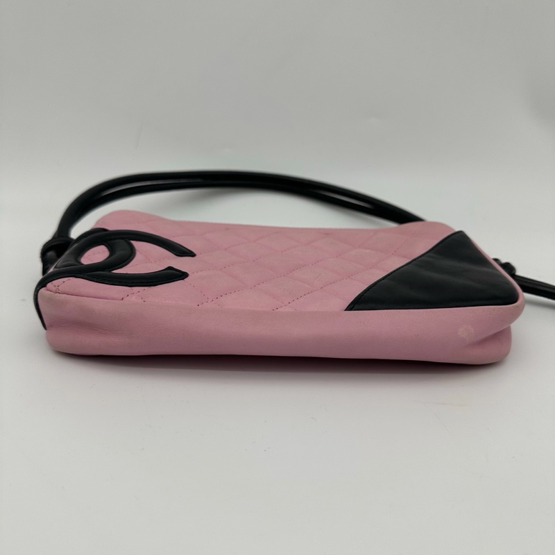 「JL精品代購」 香奈兒粉黑色康鵬mini枕頭腋下包-7
