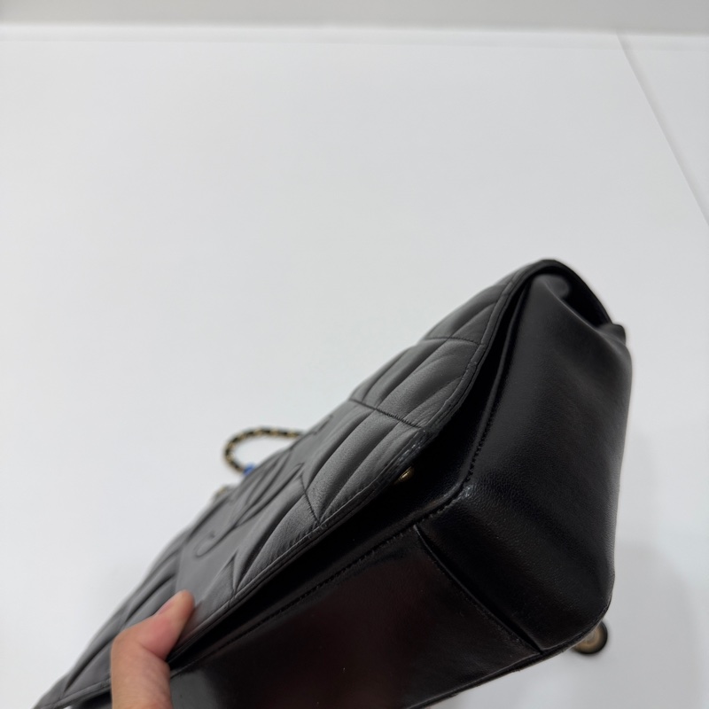 Chanel Diamond cf 黑色 大logo 斜背包 肩背包 側背包 鏈條包-15