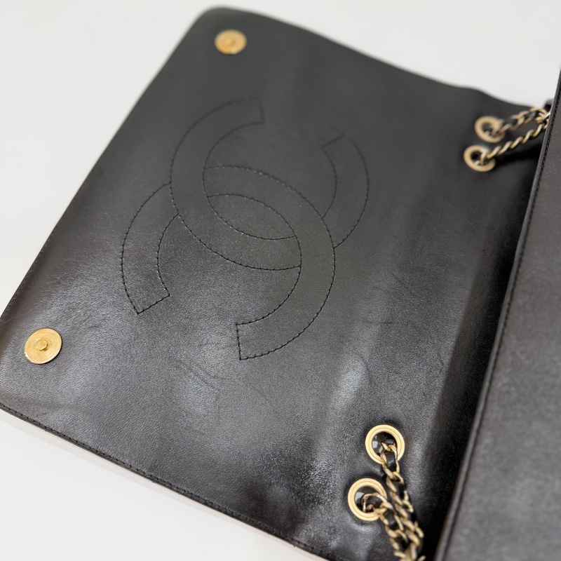 Chanel Diamond cf 黑色 大logo 斜背包 肩背包 側背包 鏈條包-18