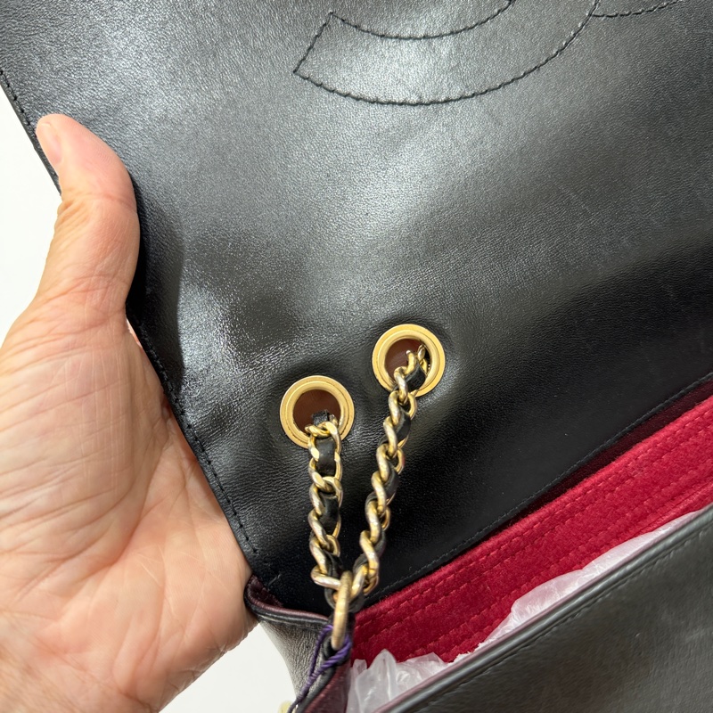 Chanel Diamond cf 黑色 大logo 斜背包 肩背包 側背包 鏈條包-21