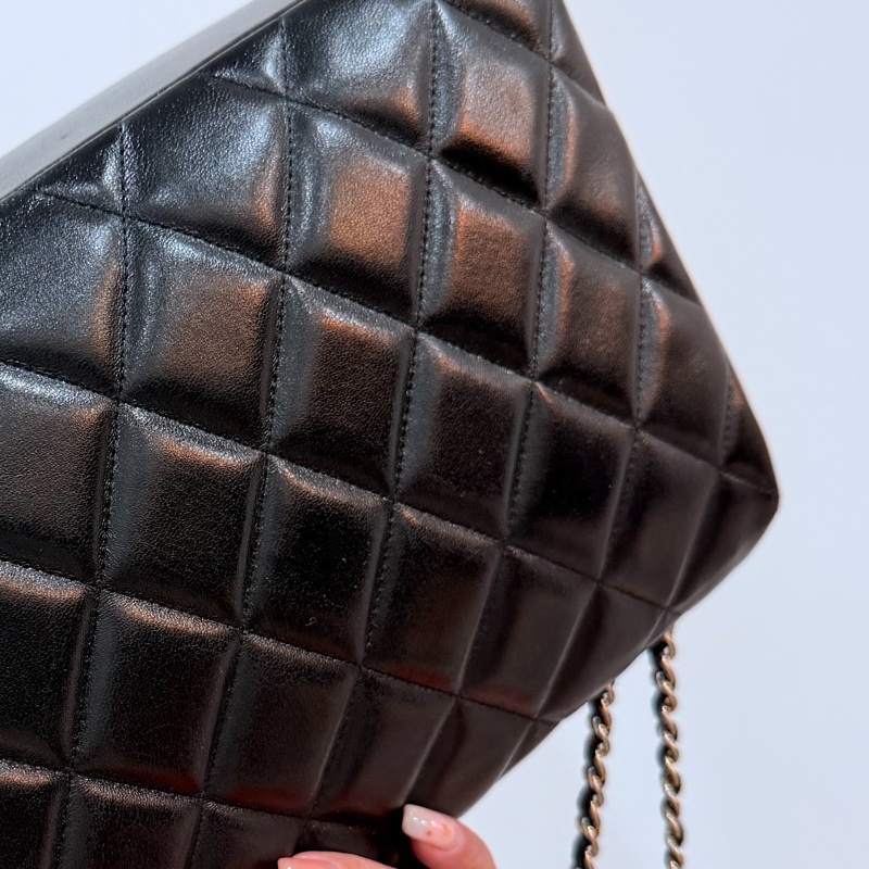 Chanel Diamond cf 黑色 大logo 斜背包 肩背包 側背包 鏈條包-32