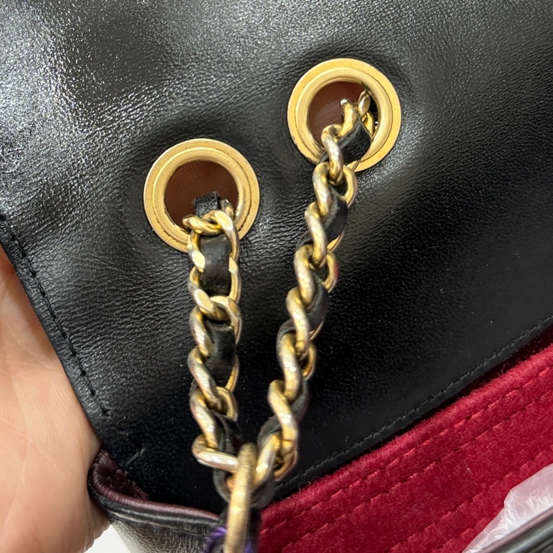 Chanel Diamond cf 黑色 大logo 斜背包 肩背包 側背包 鏈條包-38