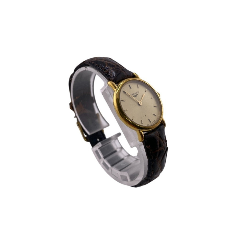 浪琴表 L4.120.2 圓形金色石英錶，類比/數位顯示-3