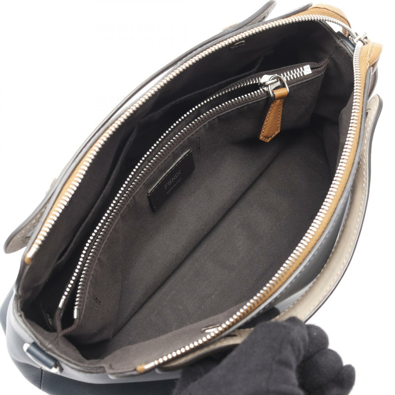 FENDI BY THE WAY 中型手提包 8BL124 皮革 綠色 米色 棕色 二手 女士-2