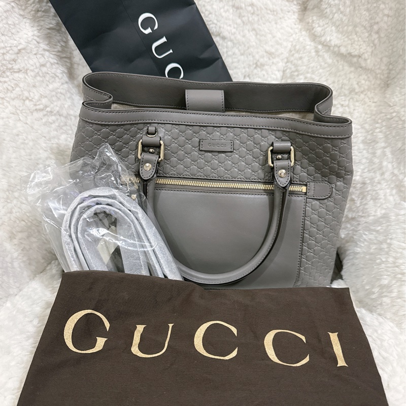 全新 Gucci 手提肩背包 (大象灰）-0