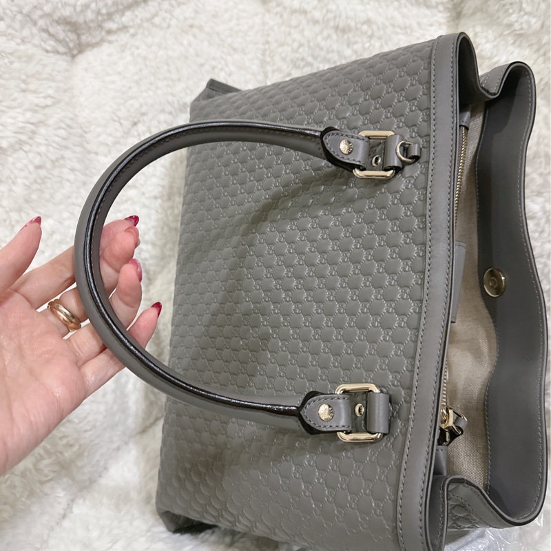 全新 Gucci 手提肩背包 (大象灰）-12