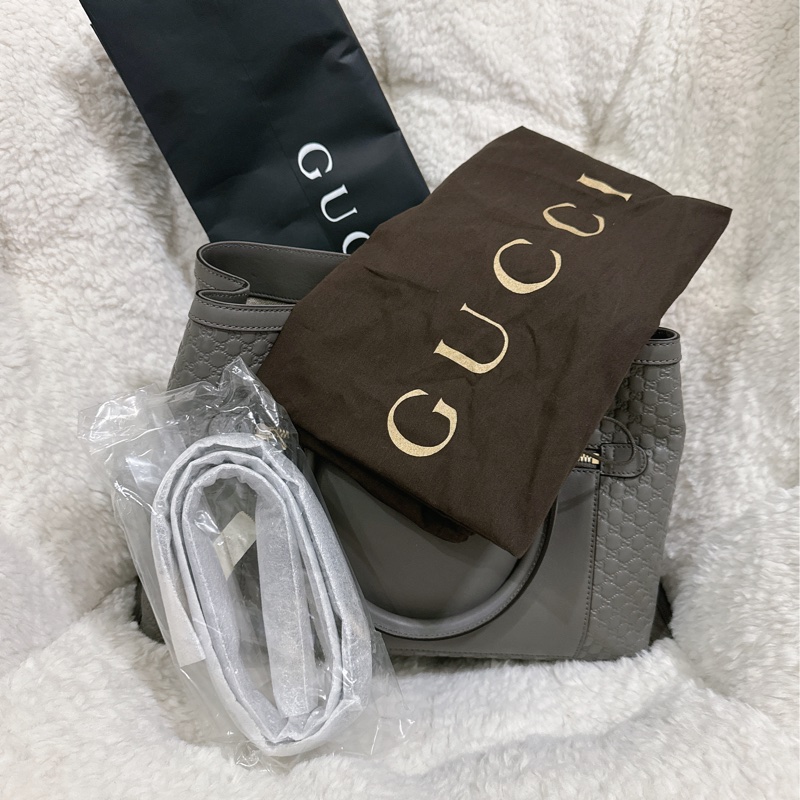 全新 Gucci 手提肩背包 (大象灰）-36