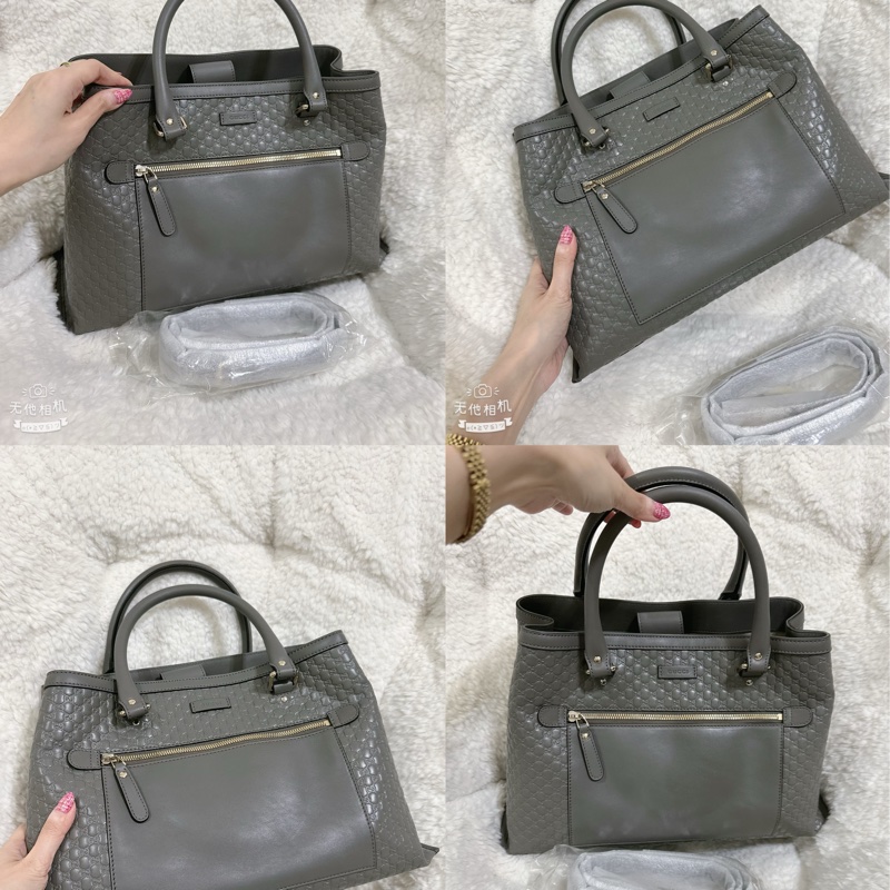 全新 Gucci 手提肩背包 (大象灰）-47