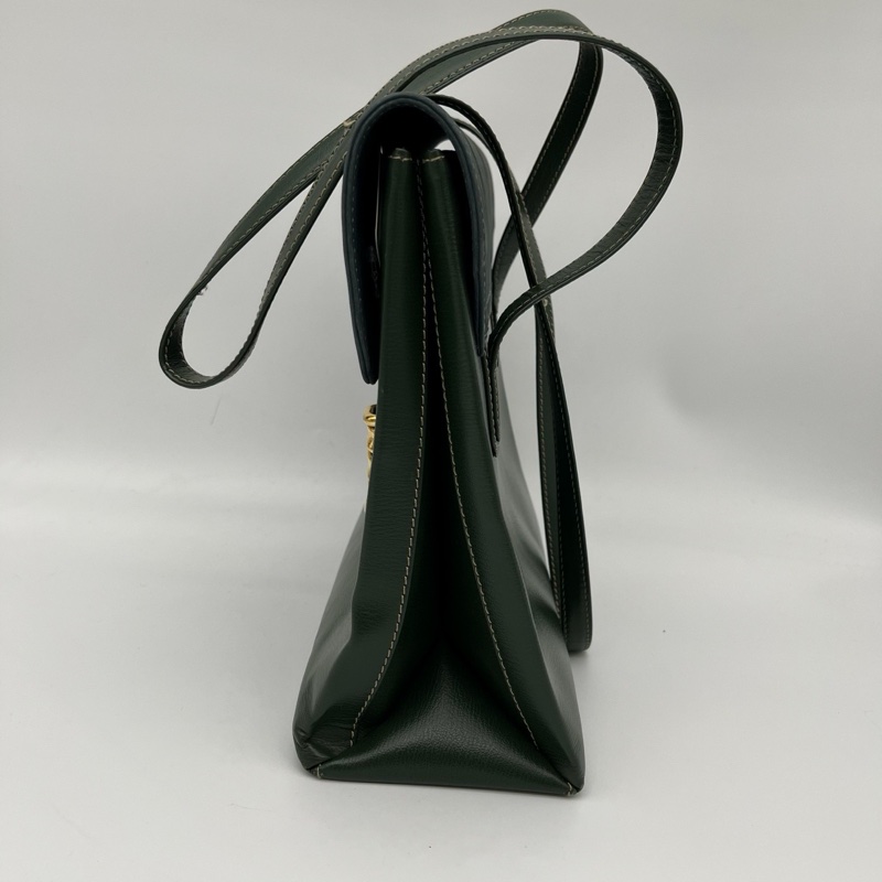 「JL精品代購」Loewe綠藍拼色蛇骨單肩公文包-5