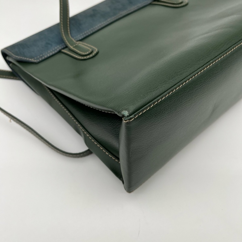 「JL精品代購」Loewe綠藍拼色蛇骨單肩公文包-10