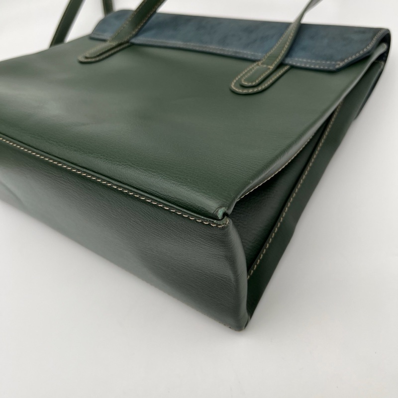 「JL精品代購」Loewe綠藍拼色蛇骨單肩公文包-11