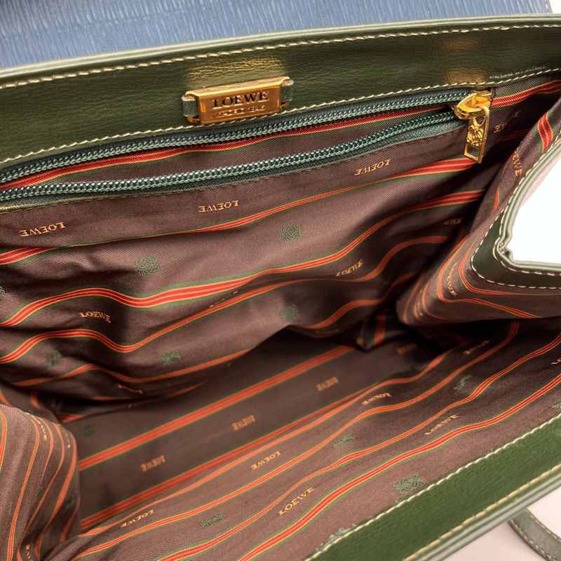 「JL精品代購」Loewe綠藍拼色蛇骨單肩公文包-15