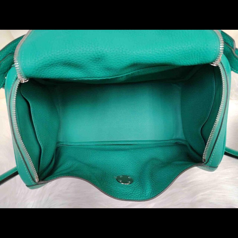 Hermes Lindy30 絲絨綠 銀扣 TC皮 D刻-4