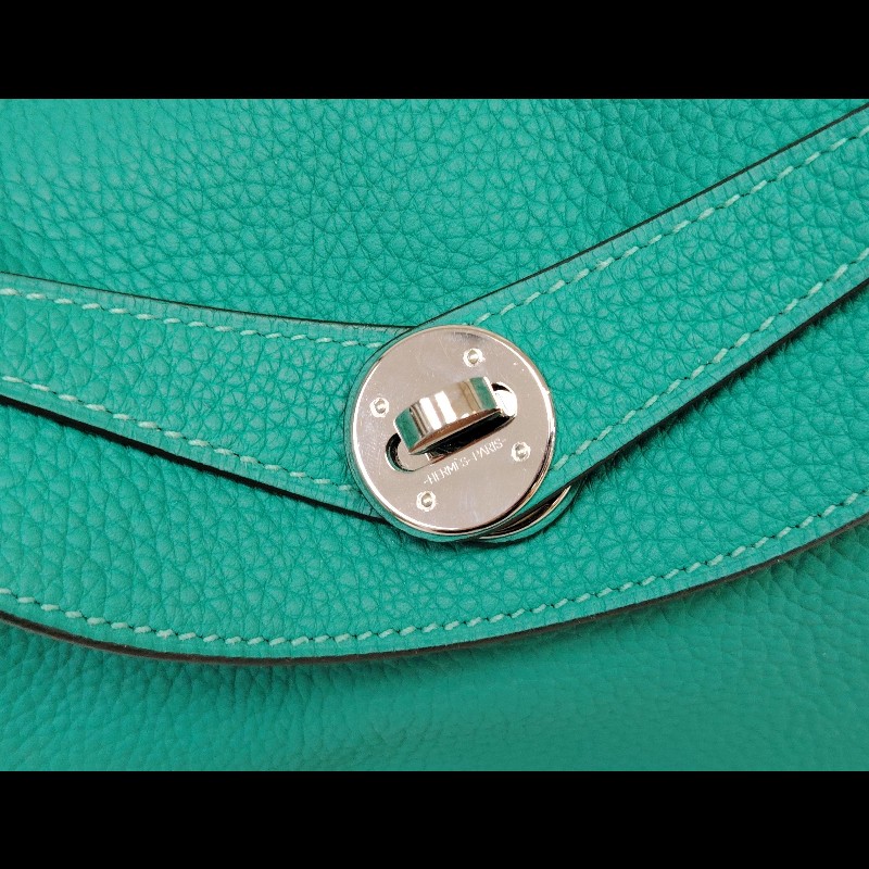 Hermes Lindy30 絲絨綠 銀扣 TC皮 D刻-6