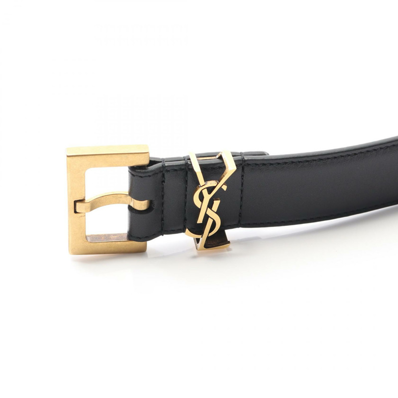 SAINT LAURENT PARIS Cassandra 腰帶 634437BOO0W100075 皮革 黑色 全新 男女通用-1