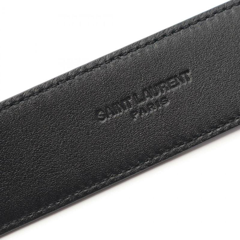 SAINT LAURENT PARIS Cassandra 腰帶 634437BOO0W100075 皮革 黑色 全新 男女通用-3