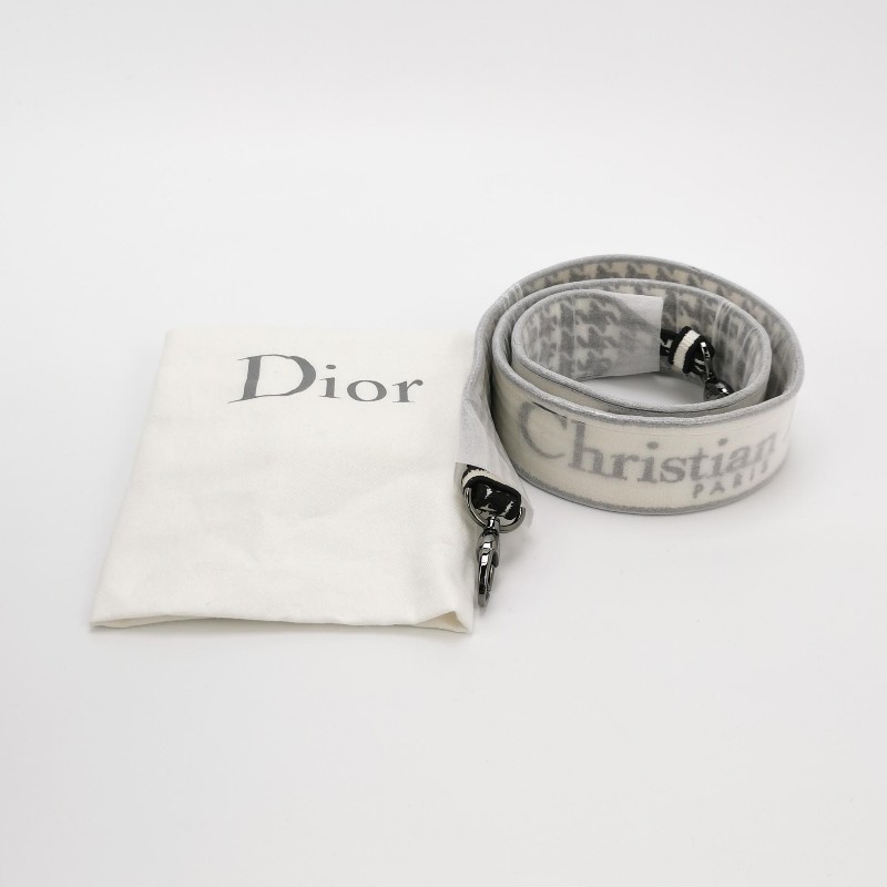 Dior Lady Dior戴妃包中號帆布千鳥格字母Logo吊飾斜挎包單肩包-8