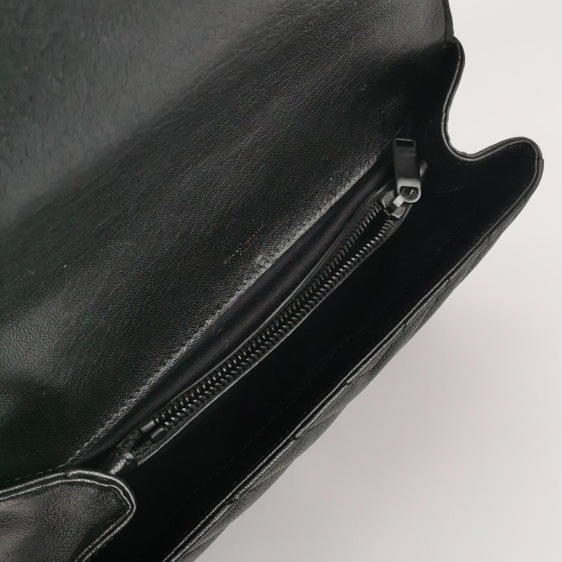 Saint Laurent College中號羊皮V紋絎縫YSL標誌斜挎包-6