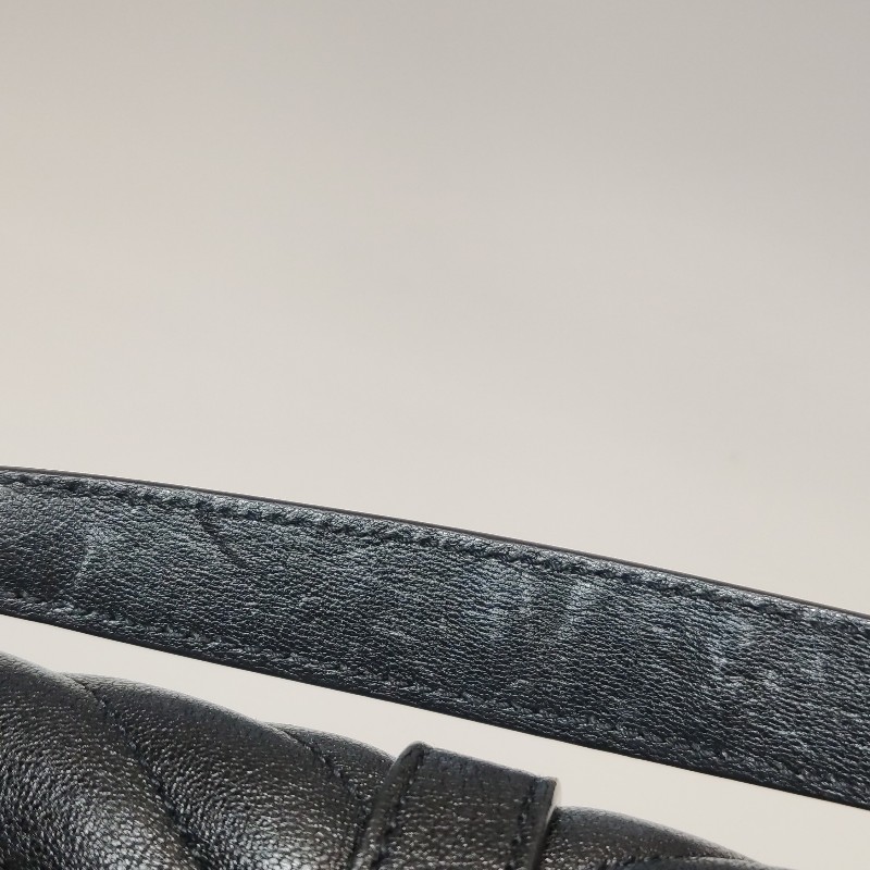 Saint Laurent College中號羊皮V紋絎縫YSL標誌斜挎包-18