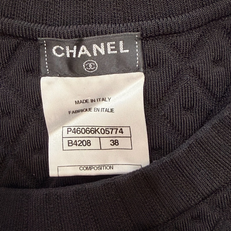 全新Chanel香奈兒正品黑白配色菱格紋經典款洋裝 38號-4