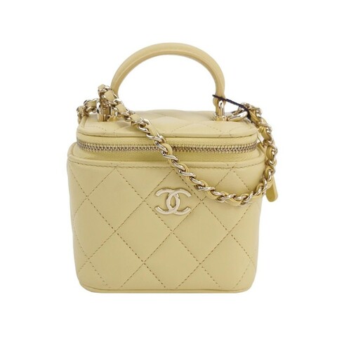 Chanel Vanity Case羊皮純色菱格絎縫雙C標識單肩包斜挎包