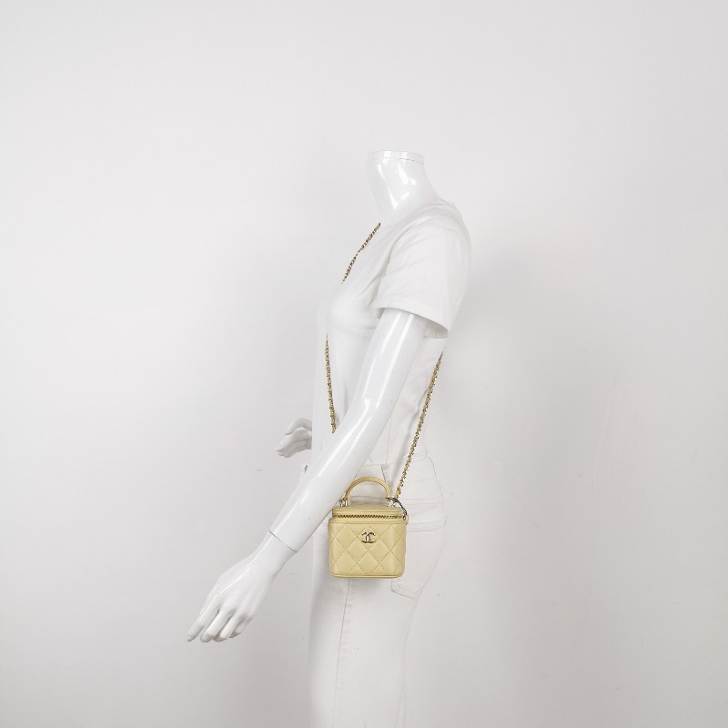 Chanel Vanity Case羊皮純色菱格絎縫雙C標識單肩包斜挎包-1