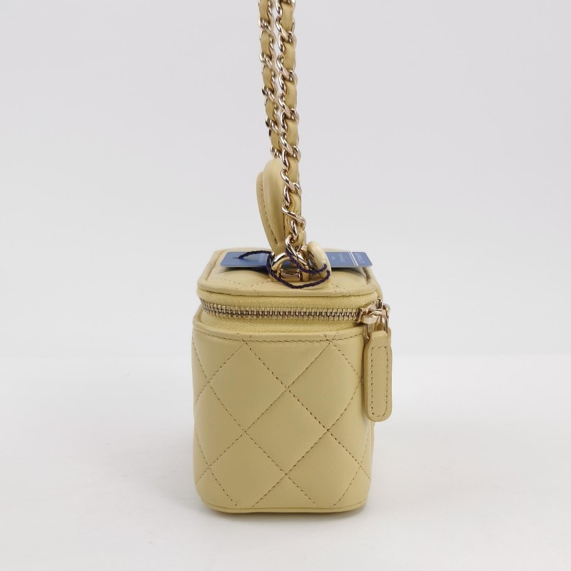 Chanel Vanity Case羊皮純色菱格絎縫雙C標識單肩包斜挎包-2