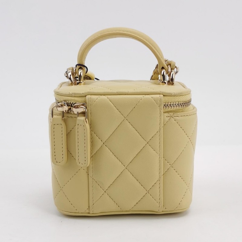 Chanel Vanity Case羊皮純色菱格絎縫雙C標識單肩包斜挎包-4