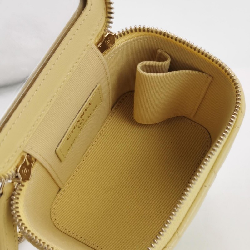 Chanel Vanity Case羊皮純色菱格絎縫雙C標識單肩包斜挎包-6