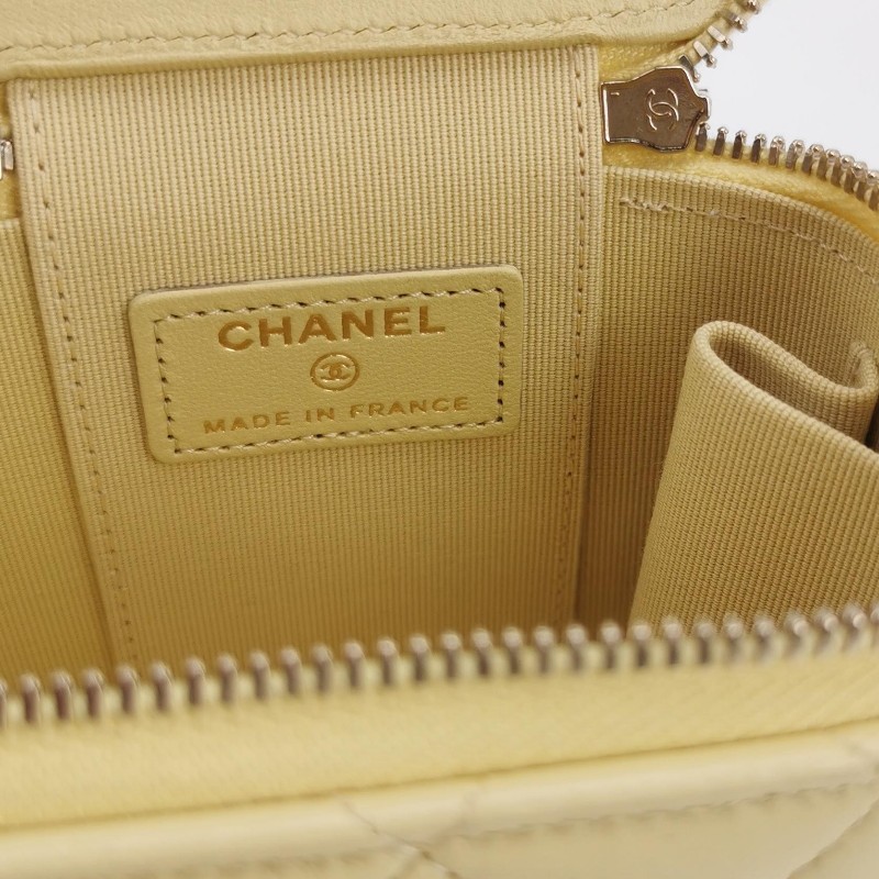 Chanel Vanity Case羊皮純色菱格絎縫雙C標識單肩包斜挎包-7