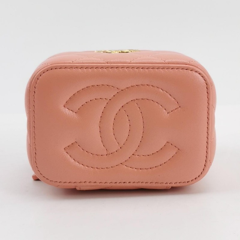 Chanel Vanity Case羊皮純色菱格雙C標識斜挎包單肩包-5
