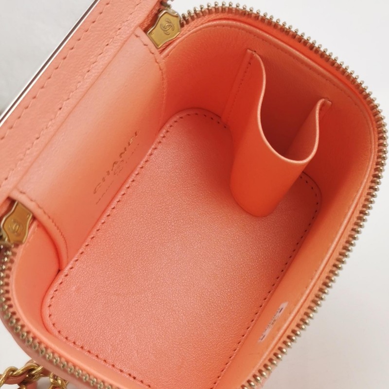 Chanel Vanity Case羊皮純色菱格雙C標識斜挎包單肩包-6