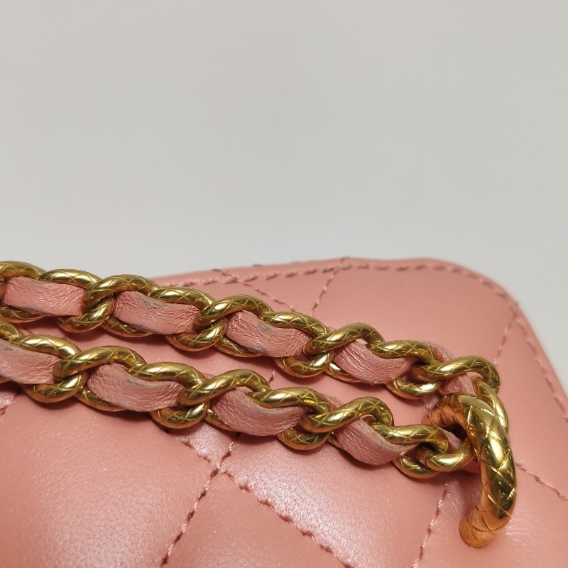 Chanel Vanity Case羊皮純色菱格雙C標識斜挎包單肩包-9