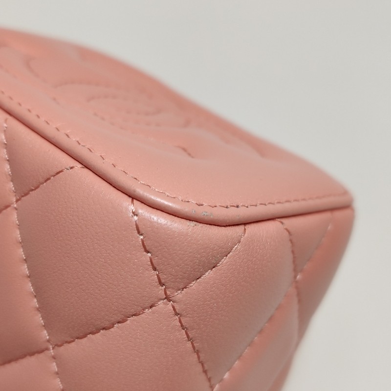 Chanel Vanity Case羊皮純色菱格雙C標識斜挎包單肩包-15