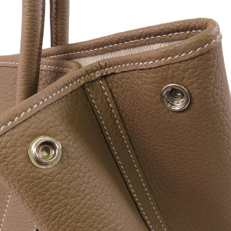 HERMES Negonda皮革GardenParty PM銀扣手挽袋-15