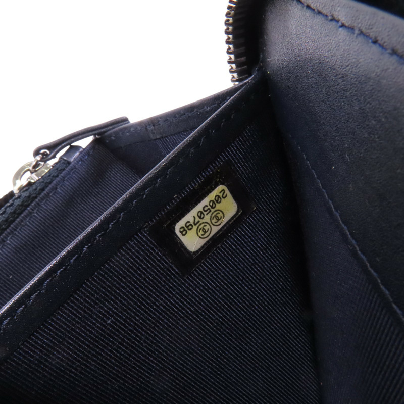 CHANEL 牛皮皮革Round Long Wallet銀扣拉鏈長錢包-6