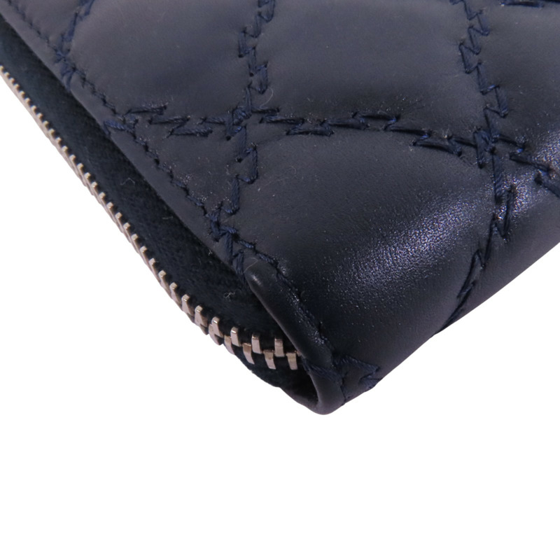 CHANEL 牛皮皮革Round Long Wallet銀扣拉鏈長錢包-12