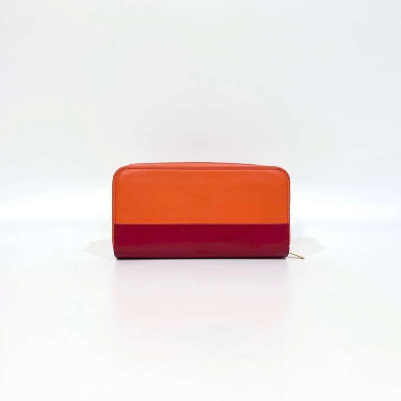 celine橘配紅ㄇ型拉鍊長夾-3