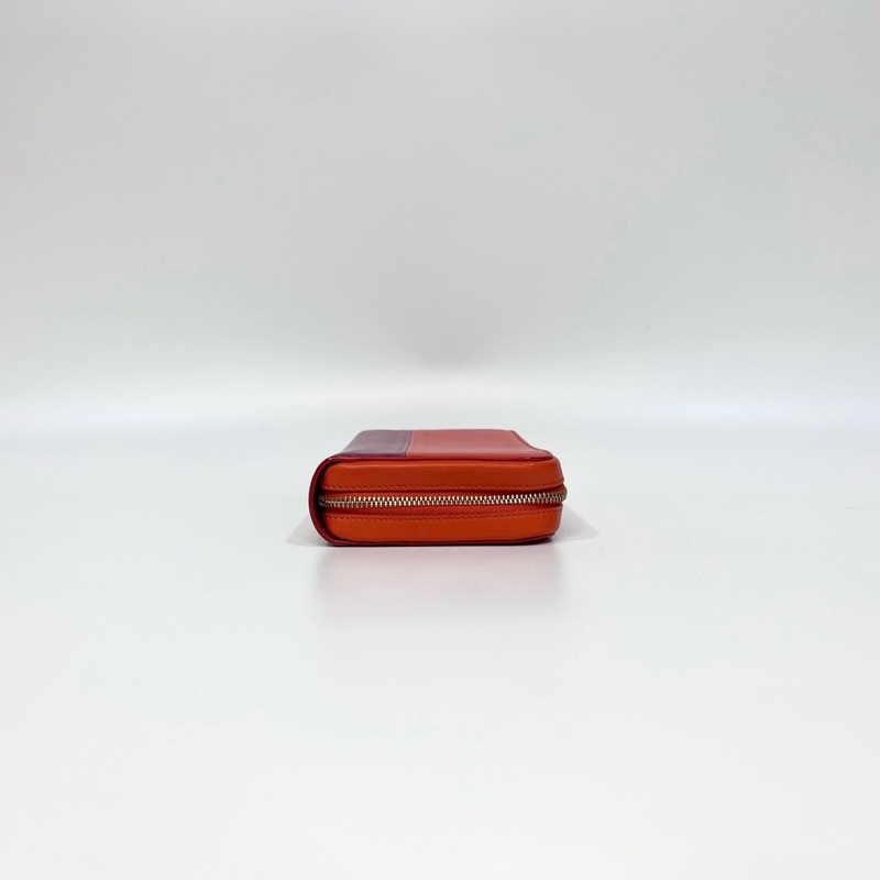 celine橘配紅ㄇ型拉鍊長夾-5