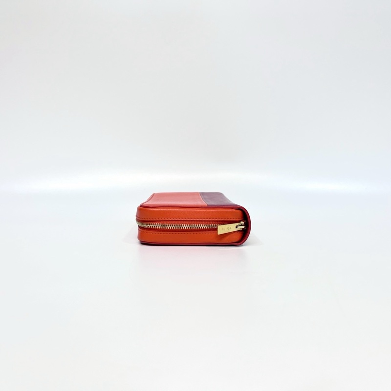 celine橘配紅ㄇ型拉鍊長夾-6