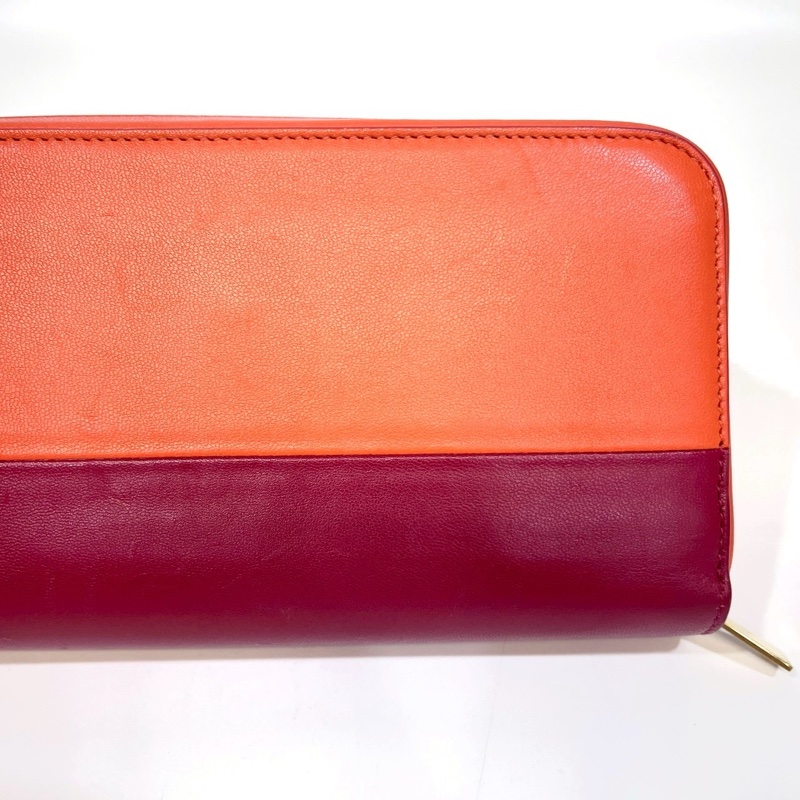 celine橘配紅ㄇ型拉鍊長夾-18