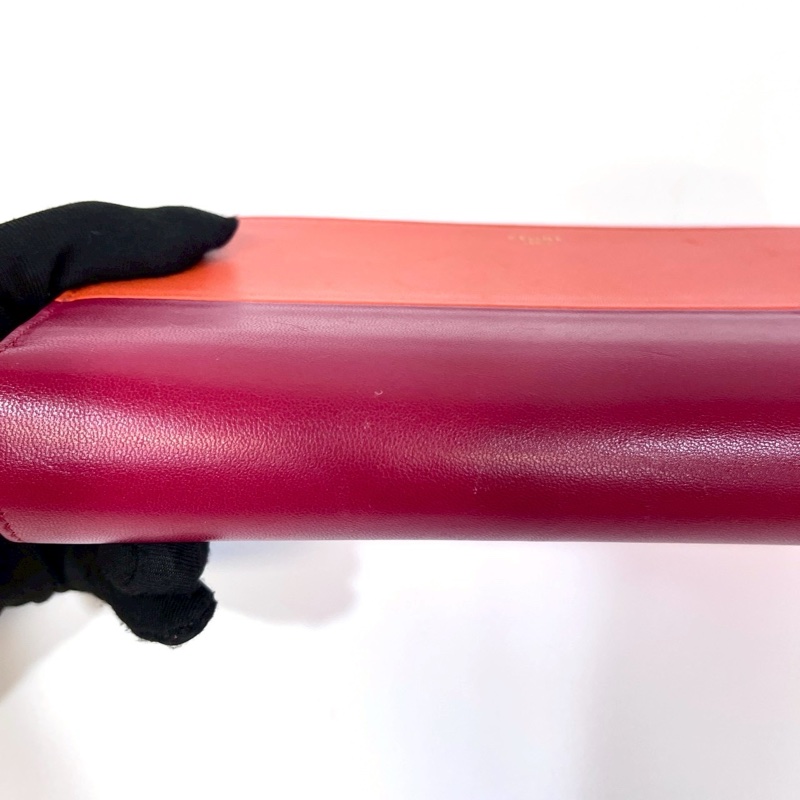 celine橘配紅ㄇ型拉鍊長夾-19