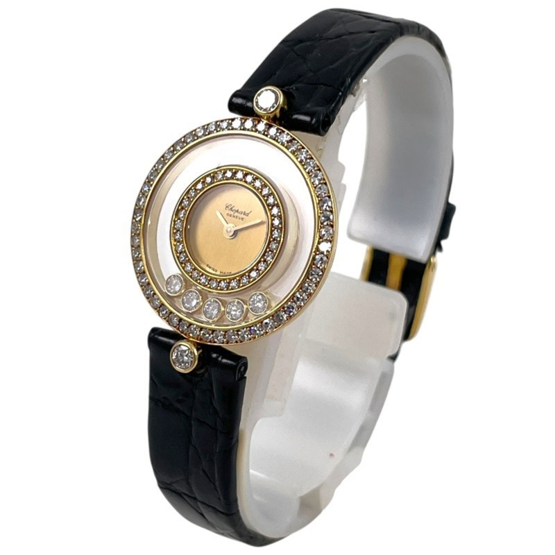 蕭邦 Happy Diamonds 20 3957 4097 腕錶,18K 黃金,女士石英機芯,雙鑽錶圈,750-1