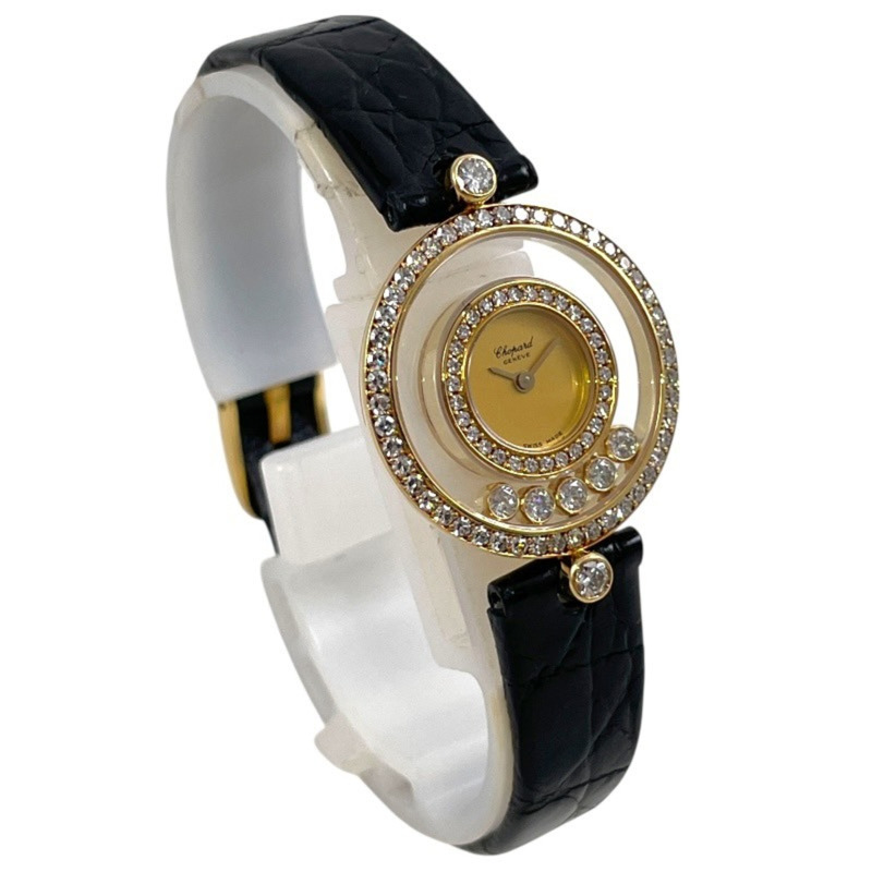 蕭邦 Happy Diamonds 20 3957 4097 腕錶,18K 黃金,女士石英機芯,雙鑽錶圈,750-2